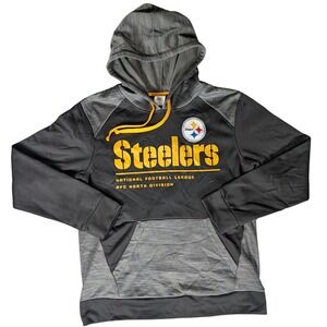 Mens Pittsburgh Steelers NFL AFC North Division Hoodie Gray Yellow Size‎ M
